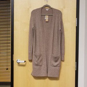 Wool Blend Long Open-Front Cardigan